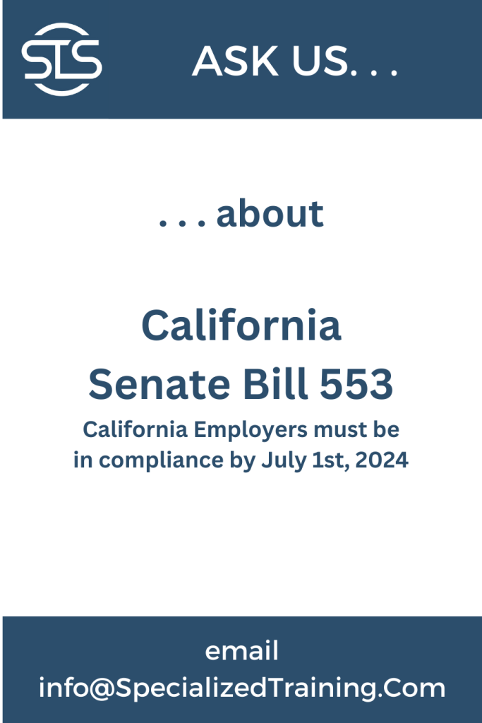 California Senate Bill 553 Specialized Training